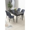Dining Table & Chairs Set (5 Pieces) Nil - Black Marble, Fume Black Marble
Fume