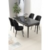 Dining Table & Chairs Set (5 Pieces) Nil - Black Marble, Black Black Marble
Black