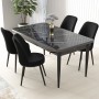 Dining Table & Chairs Set (5 Pieces) Nil - Black Marble, Black Black Marble
Black