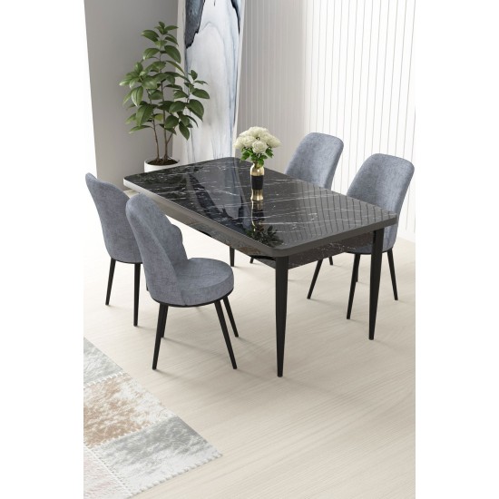 Dining Table & Chairs Set (5 Pieces) Nil - Black Marble, Grey Black Marble
Grey Dining Table & Chairs Set (5 Pieces) Nil - Black Marble, Grey Black Marble
Grey