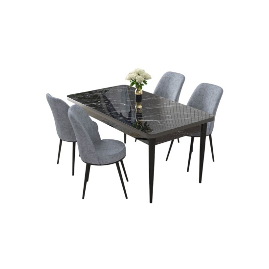 Dining Table & Chairs Set (5 Pieces) Nil - Black Marble, Grey Black Marble
Grey Dining Table & Chairs Set (5 Pieces) Nil - Black Marble, Grey Black Marble
Grey
