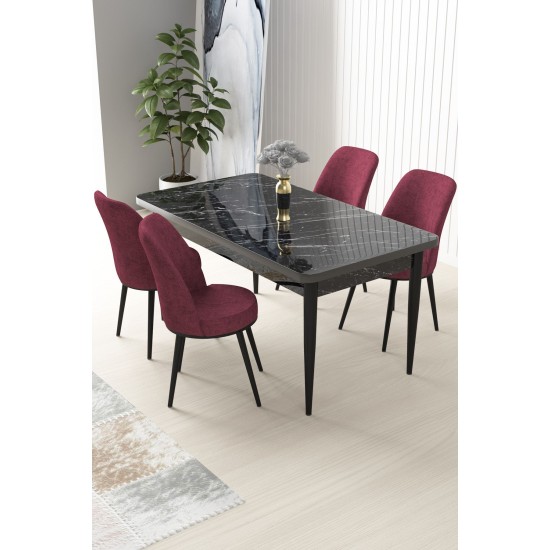 Dining Table & Chairs Set (5 Pieces) Nil - Black Marble, Burgundy Black Marble
Burgundy Dining Table & Chairs Set (5 Pieces) Nil - Black Marble, Burgundy Black Marble
Burgundy