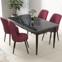 Dining Table & Chairs Set (5 Pieces) Nil - Black Marble, Burgundy Black Marble
Burgundy