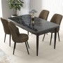 Dining Table & Chairs Set (5 Pieces) Nil - Black Marble, Brown Black Marble
Brown