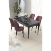 Dining Table & Chairs Set (5 Pieces) Nil - Black Marble, Dusty Rose Black Marble
Dusty Rose