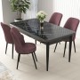 Dining Table & Chairs Set (5 Pieces) Nil - Black Marble, Dusty Rose Black Marble
Dusty Rose