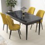 Dining Table & Chairs Set (5 Pieces) Nil - Black Marble, Mustard Black Marble
Mustard