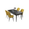 Dining Table & Chairs Set (5 Pieces) Nil - Black Marble, Mustard Black Marble
Mustard