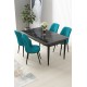 Dining Table & Chairs Set (5 Pieces) Nil - Black Marble, Turquoise Black Marble
Turquoise