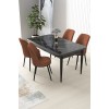 Dining Table & Chairs Set (5 Pieces) Nil - Black Marble, Tile Red Black Marble
Tile Red