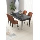 Dining Table & Chairs Set (5 Pieces) Nil - Black Marble, Tile Red Black Marble
Tile Red