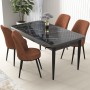 Dining Table & Chairs Set (5 Pieces) Nil - Black Marble, Tile Red Black Marble
Tile Red