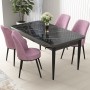 Dining Table & Chairs Set (5 Pieces) Nil - Black Marble, Pink Black Marble
Pink
