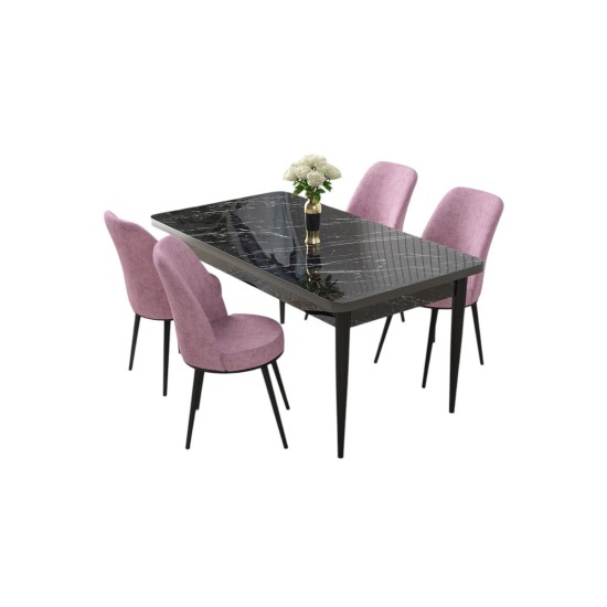 Dining Table & Chairs Set (5 Pieces) Nil - Black Marble, Pink Black Marble
Pink Dining Table & Chairs Set (5 Pieces) Nil - Black Marble, Pink Black Marble
Pink