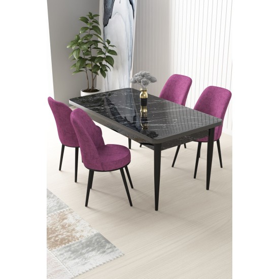 Dining Table & Chairs Set (5 Pieces) Nil - Black Marble, Purple Black Marble
Purple Dining Table & Chairs Set (5 Pieces) Nil - Black Marble, Purple Black Marble
Purple