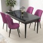 Dining Table & Chairs Set (5 Pieces) Nil - Black Marble, Purple Black Marble
Purple