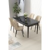 Dining Table & Chairs Set (5 Pieces) Nil - Black Marble, Cream Black Marble
Cream