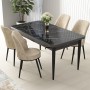 Dining Table & Chairs Set (5 Pieces) Nil - Black Marble, Cream Black Marble
Cream
