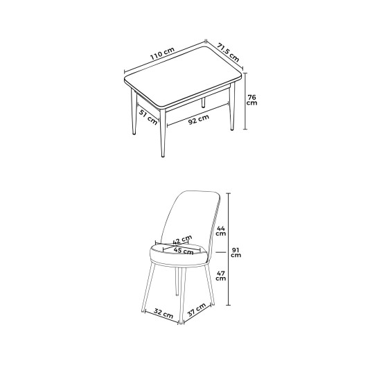 Dining Table & Chairs Set (5 Pieces) Nil - Baroque, Fume Baroque
Fume