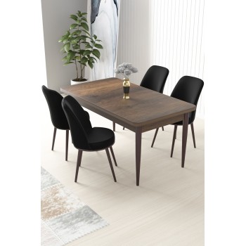 Dining Table & Chairs Set (5 Pieces) Nil - Baroque, Black Baroque
Black