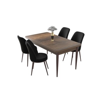 Dining Table & Chairs Set (5 Pieces) Nil - Baroque, Black Baroque
Black