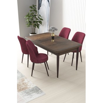Dining Table & Chairs Set (5 Pieces) Nil - Baroque, Burgundy Baroque
Burgundy