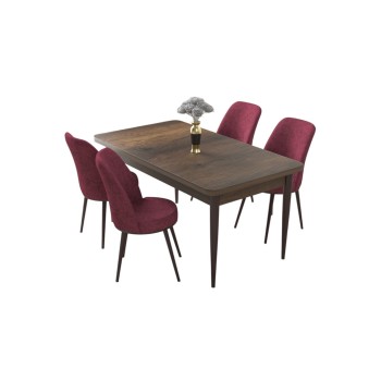 Dining Table & Chairs Set (5 Pieces) Nil - Baroque, Burgundy Baroque
Burgundy