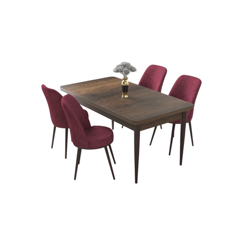 Dining Table & Chairs Set (5 Pieces) Nil - Baroque, Burgundy Baroque
Burgundy