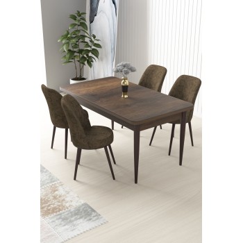 Dining Table & Chairs Set (5 Pieces) Nil - Baroque, Brown Baroque
Brown