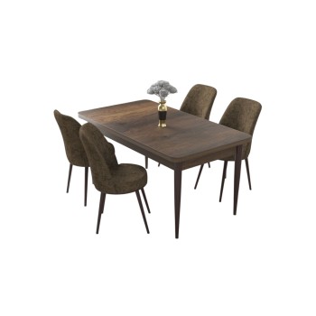 Dining Table & Chairs Set (5 Pieces) Nil - Baroque, Brown Baroque
Brown