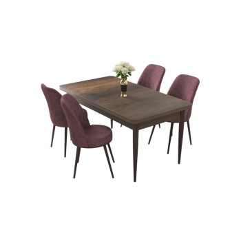 Dining Table & Chairs Set (5 Pieces) Nil - Baroque, Dusty Rose Baroque
Dusty Rose