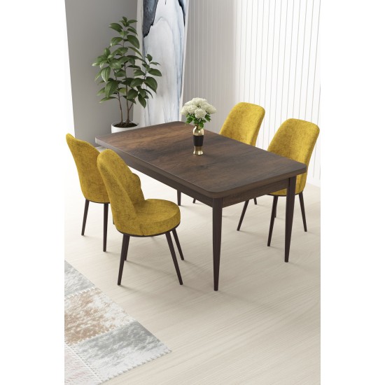 Dining Table & Chairs Set (5 Pieces) Nil - Baroque, Mustard Baroque
Mustard