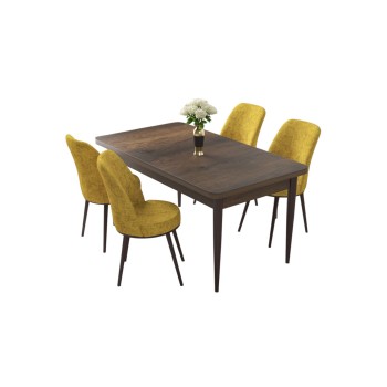 Dining Table & Chairs Set (5 Pieces) Nil - Baroque, Mustard Baroque
Mustard