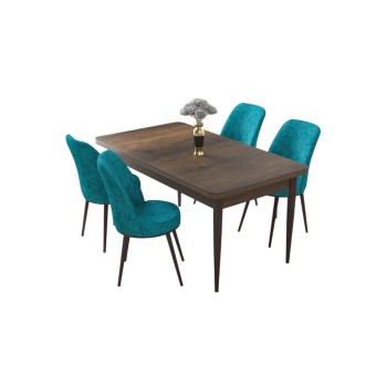 Dining Table & Chairs Set (5 Pieces) Nil - Baroque, Turquoise Baroque
Turquoise