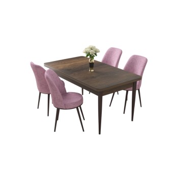 Dining Table & Chairs Set (5 Pieces) Nil - Baroque, Pink Baroque
Pink