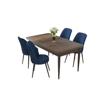 Dining Table & Chairs Set (5 Pieces) Nil - Baroque, Navy Blue Baroque
Navy Blue