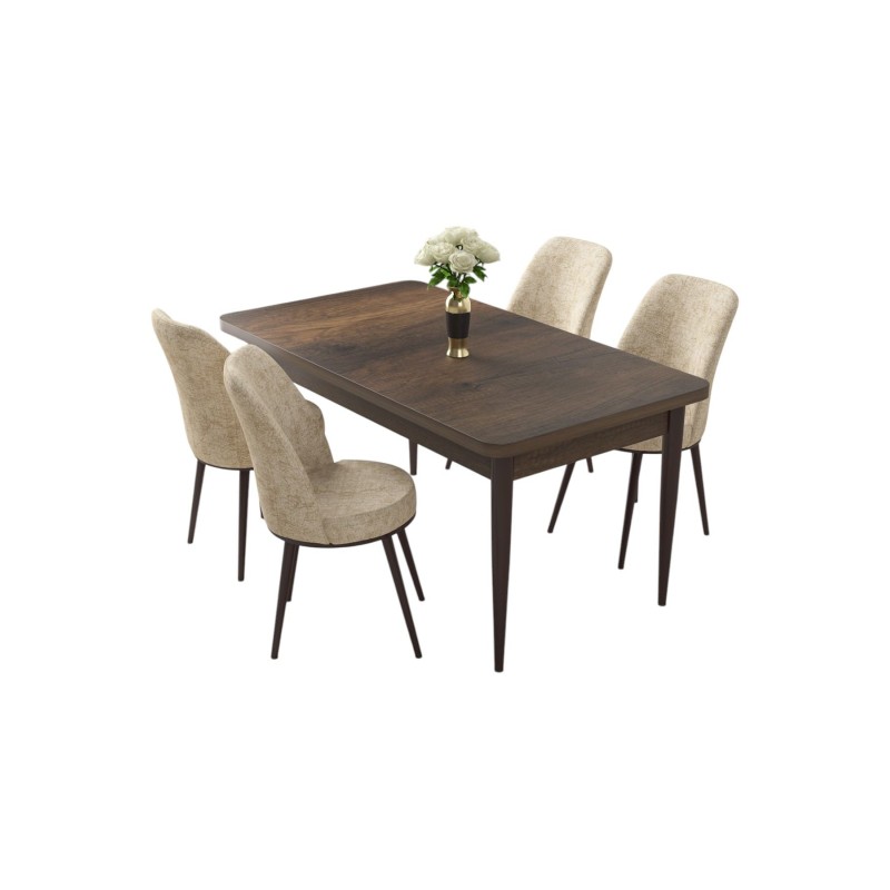 Dining Table & Chairs Set (5 Pieces) Nil - Baroque, Cream Baroque
Cream