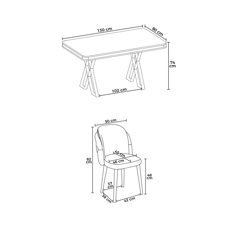 Dining Table & Chairs Set (5 Pieces) Rigel - White, Chrome, Cappuccino White
Chrome
Cappuccino