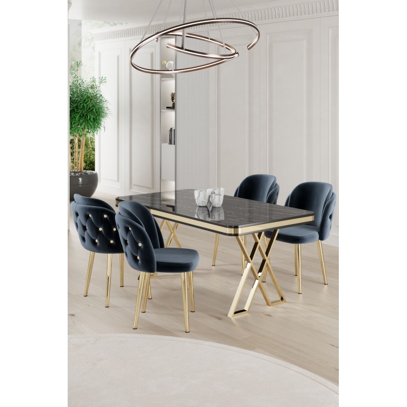 Dining Table & Chairs Set (5 Pieces) Rigel - Black Marble, Gold, Anthracite Black Marlbe
Gold
Anthracite
