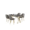 Dining Table & Chairs Set (5 Pieces) Rigel - Black Marble, Gold, Grey Black Marble
Gold
Grey