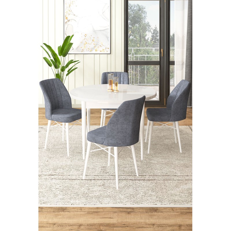 Dining Table & Chairs Set (5 Pieces) Rox - White, Fume White
Fume