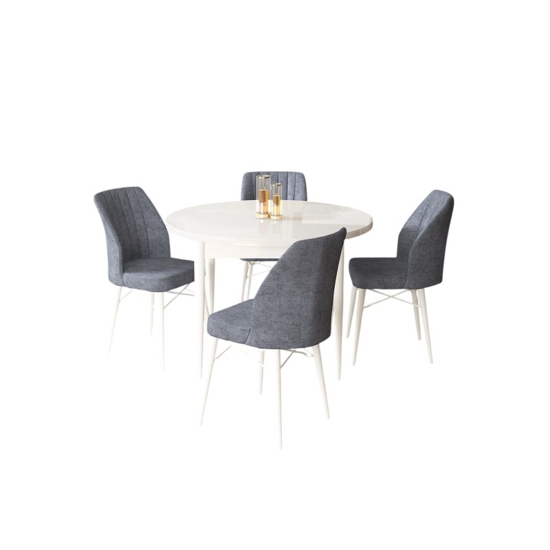 Dining Table & Chairs Set (5 Pieces) Rox - White, Fume White
Fume