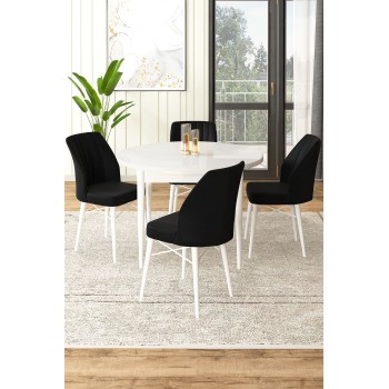 Dining Table & Chairs Set (5 Pieces) Rox - White, Black White
Black