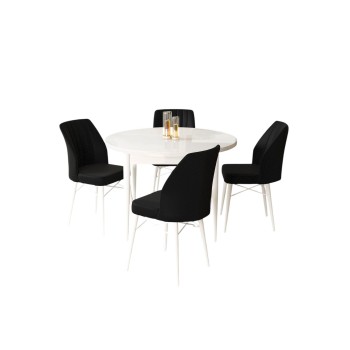 Dining Table & Chairs Set (5 Pieces) Rox - White, Black White
Black