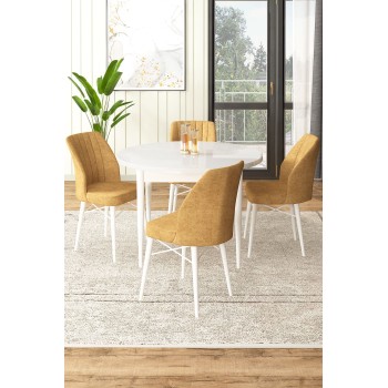 Dining Table & Chairs Set (5 Pieces) Rox - White, Cappuccino White
Cappuccino