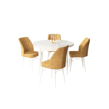 Dining Table & Chairs Set (5 Pieces) Rox - White, Cappuccino White
Cappuccino