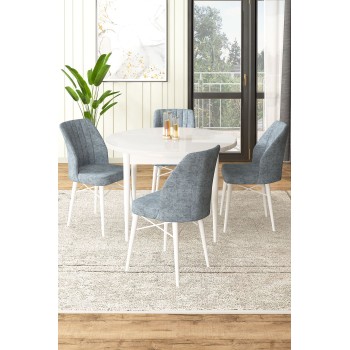 Dining Table & Chairs Set (5 Pieces) Rox - White, Grey White
Grey