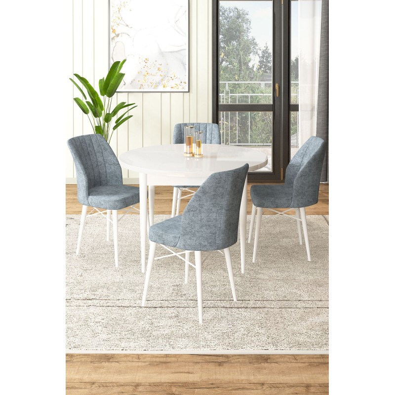 Dining Table & Chairs Set (5 Pieces) Rox - White, Grey White
Grey