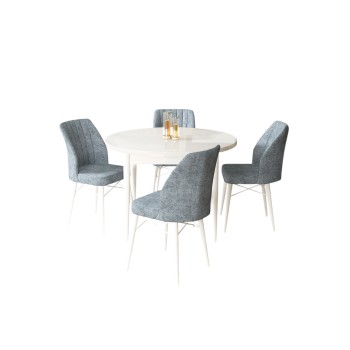 Dining Table & Chairs Set (5 Pieces) Rox - White, Grey White
Grey