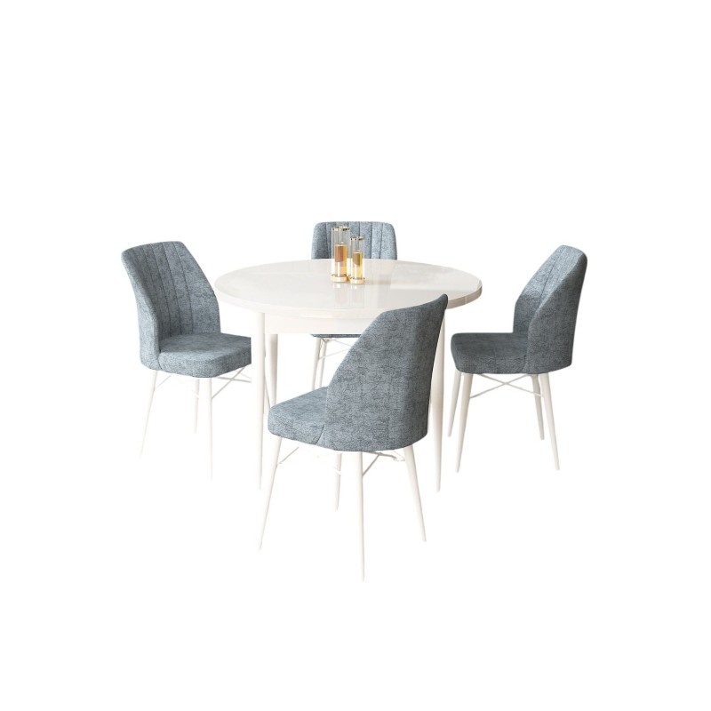 Dining Table & Chairs Set (5 Pieces) Rox - White, Grey White
Grey